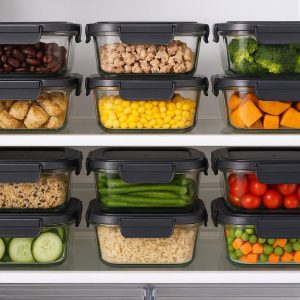 2 Airtight Glass Meal Prep Containers for Refrigerator Organization